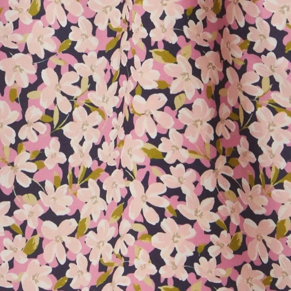 Vince Camuto Floral Smocked Waist Long Sleeve Mini 
Dress Pink Blue Size 6 NWT - Picture 4 of 15